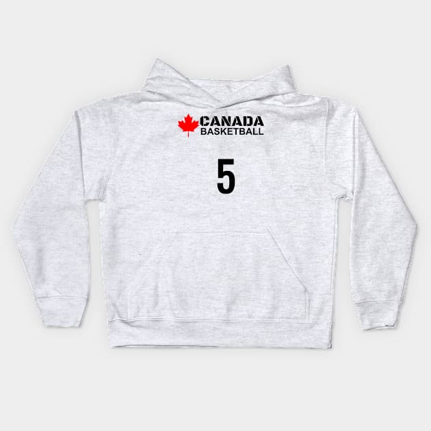 Canada Basketball Number 5 T-Shirt Design Gift Idea Kids Hoodie by werdanepo